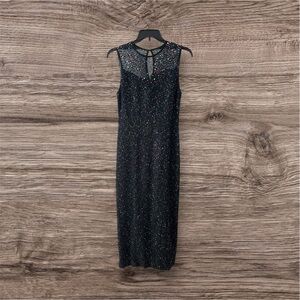 St. John Black Sparkle Maxi Dress